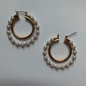 JCrew double hoop pearl earrings